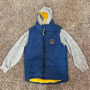 Youth Air Jordan Navy Blue Puffer Vest Hooded Jacket - Size L
